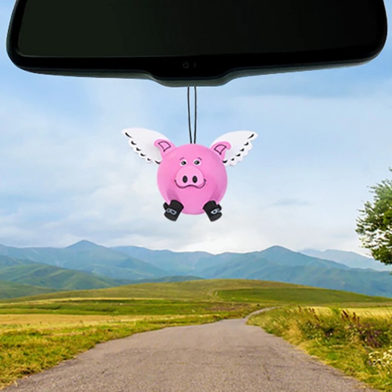 Flying Pig Hanging Rear-View Car Mirror Dangler Charm Auto Accessory