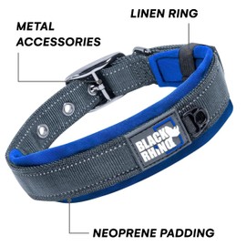 Black Rhino - The Comfort Collar Ultra Soft Neoprene Padded Dog Collar for All Breeds, Dog Collars for Large Dogs - Heavy Duty Adjustable Reflective Weatherproof (XLarge, Sport Blue/Bl)