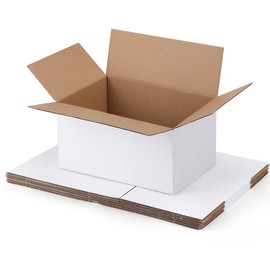 SPEPLA Shipping Boxes 9x6x4 Set of 6, White Corrugated Cardboard Box for Mailing Business Packaging