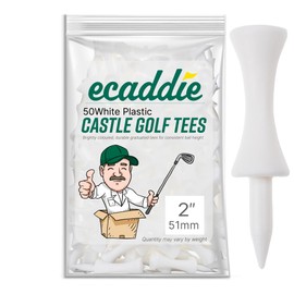 ECADDIE Plastic Castle Graduated Golf Tees (Pack of 50) - Various Sizes & Colours (White - 51mm / 2")