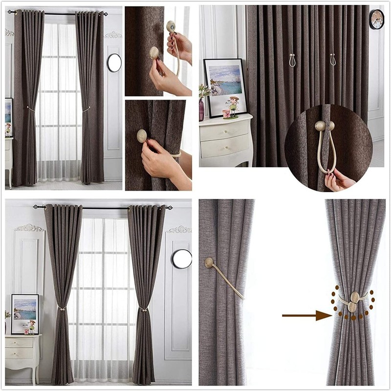 4 Pack Magnetic Curtain Tiebacks, Buckles, Holders, Hooks, Clip for