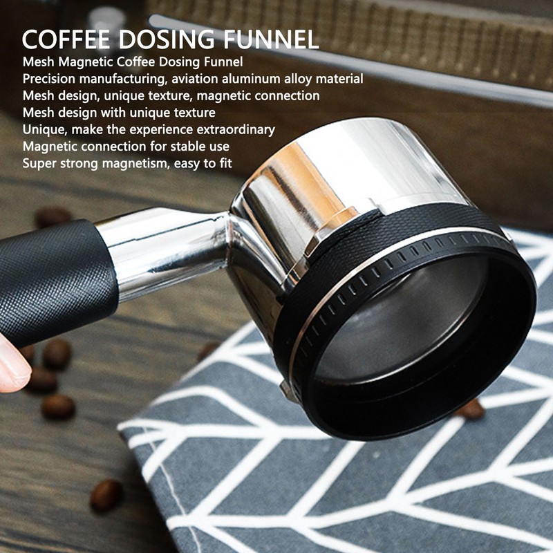 Coffee Magnetic Dosing Funnel Aluminum Alloy Anti Flying Coffee Powder