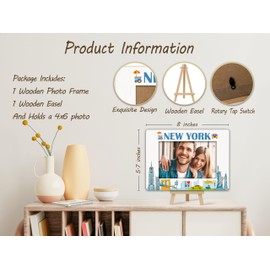 New York Picture Frame, New York Souvenirs Picture Frame,Travel Frame, New York Travel Gift For Newlyweds Couples Wife Girlfriend, Birthday Wedding Honeymoon Gift, Photo Frame For Tabletop Decor C(12)