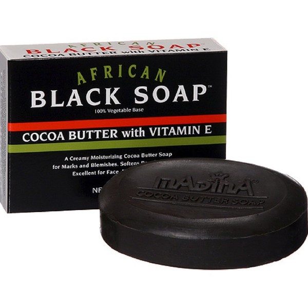 Madina African Black Soap Cocoa Butter with Vitamin E, 3.5 oz (Pack of 12)