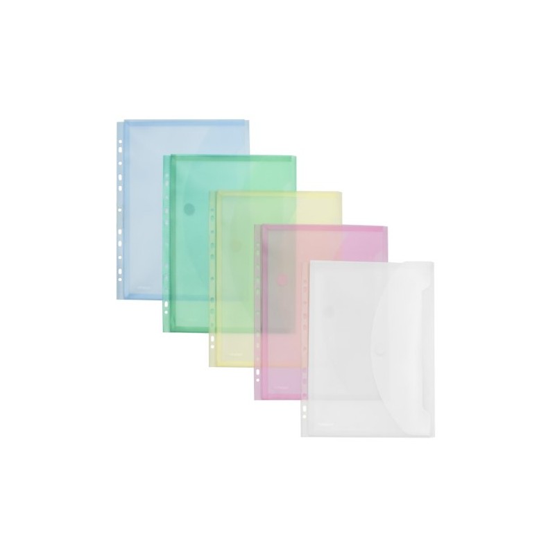 Transparent Envelope, Expandable, Punched Pockets A4 Red Pack of 10,