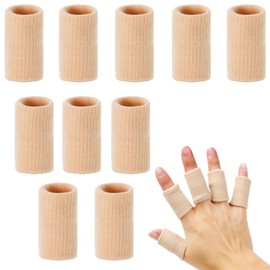 指サポーター フィンガープロテクタースリーブ フィンガーサポーター 手指保護フィンガー スポーツ用指カバー 指用サポーター 関節炎 腱鞘炎に適した （10個セット）左右兼用 男女兼用 登山 バレーボール 作業用 (肌色)