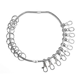 Heavy Duty Nickel Plated Metal Jailers Key Ring with 10 swivel attachment and 10 split rings - Large 150mm Diameter Hinged with screw clasp