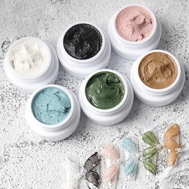 3D Acrylic Engraved Drawing Nail Gel Polish 3D Plaster Effect Gypsum Gel Nail Polish DIY Manicure No Need Top Coat Decoration （6 Colors）