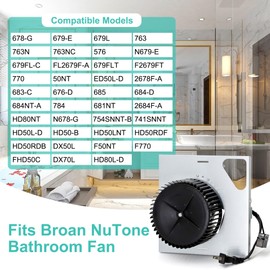 Hipoilk S97015162 Bathroom Fan Motor Assembly for Broan NuTone 676-D 678-G/2678F-A 684-D 684NT-A/2684F-A 763N 683-C 679-E HD80NT 754SNNT-B 741SNNT Bathroom Exhaust Fan Replacement Parts