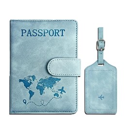 Aussi Valup Travel Wallet & Passport Holder - Leather Passport Wallet for Men & Women, Family Passport Cover, Travel Organizer for ID & Credit Cards, Perfect for Plane Trips, Journeys & Tours (Blue)