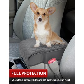 KBH Center Console Armrest Cover for Jeep Commander, Grand Cherokee 2005-2010, Middle Console Lid Protective Foam Pad, PU Leather Interior Accessories, Anti-Scratch, Dark Gray