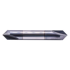 Solid Carbide Chamfer End Mill(1Pc, 3/8") - AlTiN Coated, 2 Flute, 90° Chamfer Angle, Double End, V Groove Router, 3/8" Shank 2-1/2" OAL for Milling Wood, Alloy Steels, Hardened Steel, Iron, Copper