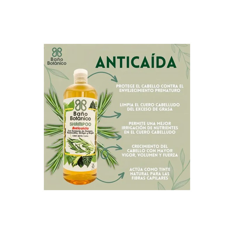 Shampoo Baño Botanico Extracto De Romero (anticaida) 1 Lt