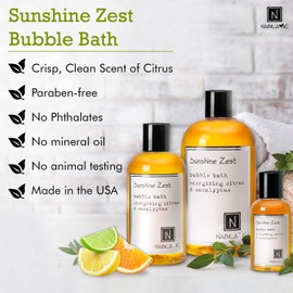 Nabila K - Sunshine Zest - Bubble Bath - All Natural Ingredients - Essential Oils - Sensitive Skin - Tear-Free - Gentle Formula - Moisturizing - Luxury Bubble Bath - Women & Men - Citrus Scent - 8oz