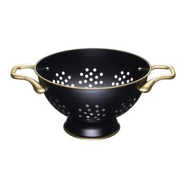 MasterClass MCBRSCOL Stainless Steel Colander, Matte Black/Brass-Effect, 25 cm