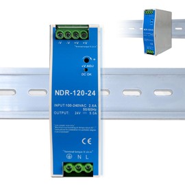 Ndr-120-24 Din Rail Power Supply 24V 24V Power Supply DIN Rail Metal Housing Design Input Voltage: 100-240V AC 12V Compatible With Ts35/7.5 Or Ts35/15 Standard Rails