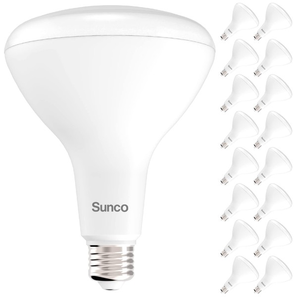 Sunco Lighting 16 Pack BR40 LED Light Bulbs, Indoor Flood Light, Dimmable, 2700K Soft White 100W Equivalent 17W, 1400 Lumens, E26 Base, Recessed Can Light High Lumen, Flicker-Free - UL & Energy Star