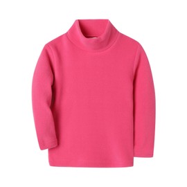 Mud Kingdom Girls Tops Fleece Turtleneck Base Shirts Plain 3T Hot Pink