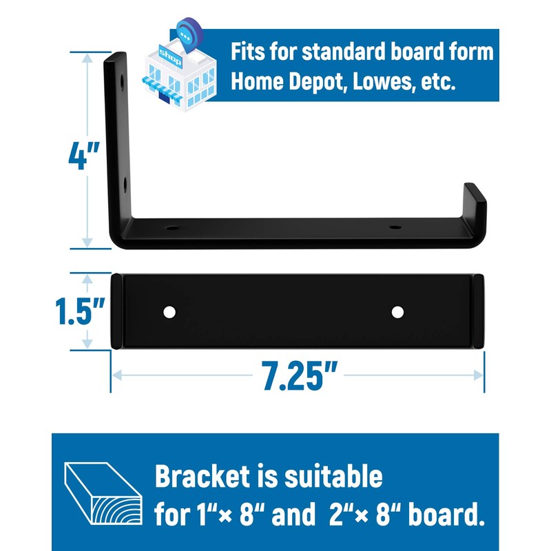 LEOPO 8 inch Shelf Bracket for DIY Floating Shelf, 1/5