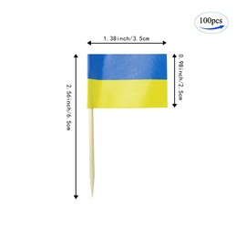 Ukraine Flag Ukrainian Flag, Small Mini Ukraine Toothpick Flags for Food, Cupcakes, Cocktails, Appetizers, Bar Party Decorations
