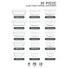 30 Pieces Glass Food Storage Containers with Upgraded Snap Locking