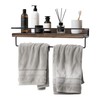 Bathroom Floating Shelves With Towel Bar - Solid Walnut Wooden