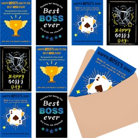 Tenceur 48 Pcs Boss Day Card in Bulk with Kraft Envelopes 5.3 x 8 Inches Funny Leaders Day Gifts Card Meaningful Gifts for Boss Appreciation Greeting Cards