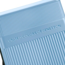 United Colors of Benetton Ribbed Hardside Expandable Luggage with Spinner Wheels, Light Blue, Checked-Large 29 Inch