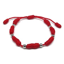 MYSTIC JEWELS by Dalia – Kabbalah Bracelet – 7 Knots of Red Thread with Balls – Unisex – Adjustable – Eye Protection – Good Luck