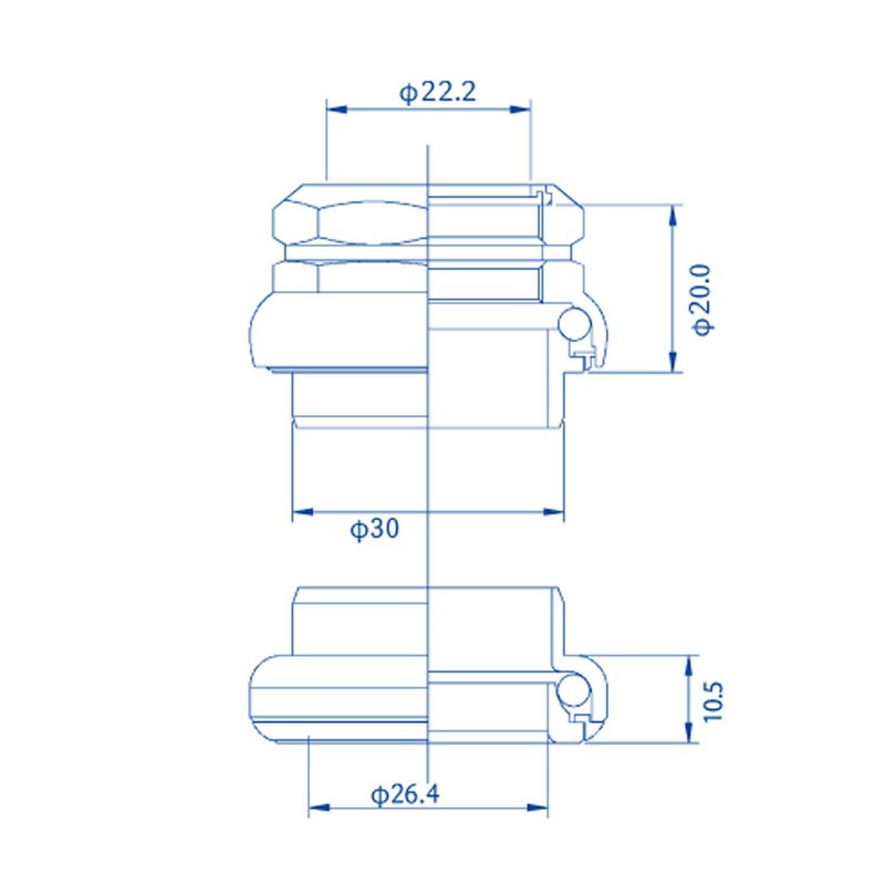 Tange-Seiki Passage 1" Threaded Headset 26.4mm Crown Race, Silve, TAST2990