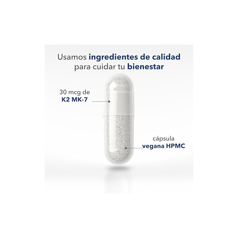 VIZANA NUTRITION | Vitamina K2-mK7 en Cápsulas HPMC Vegetarianas (90