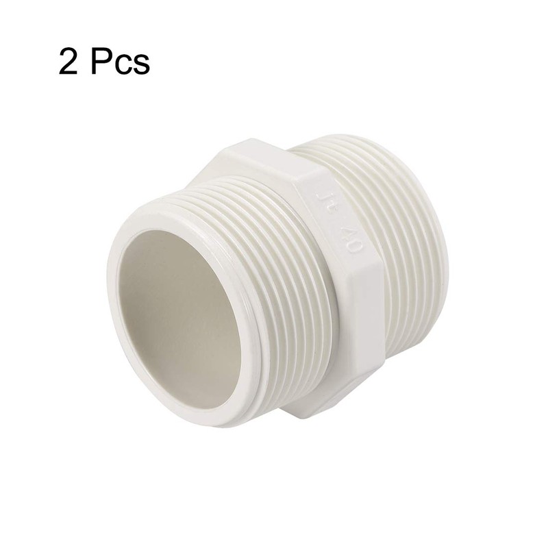 sourcing map PVC Pipe Fitting Hex Nipple G1-1/4 X G1-1/4