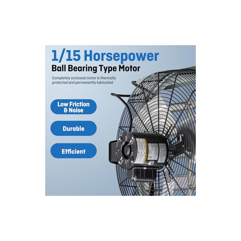 iLIVING 18" Wall Mounted Shutter Exhaust Fan, Automatic Shutter, with