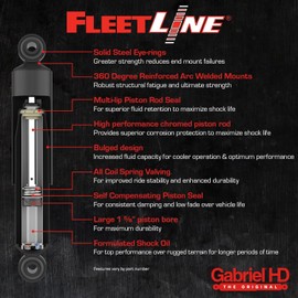 Gabriel 83049 Cab Fleetline Heavy Duty Shock Absorber-Fits: Kenworth Models w/Cabmate KWB689-D /T440; T450; 98-08 T600; 98-23 T800; 14-18 T880; 98-23 W900 Replaces OE #: 1201-1046, 1202K046, R71-1004