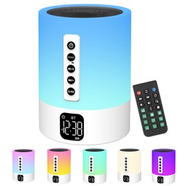 Night Light Bluetooth Speaker, White Noise Machine, Touch Bedside Lamp with Alarm Clock for Kids, Multi-Color Bedroom Table Lamp gifts for her him Gifts for Teenage Girls Boys Teens Women Boyfriend