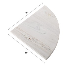 Koville Italian Natural Marble Corner Shelf, Set of 2 Wall Mounting Corner Shelf Organizers for Bathroom/Kitchen/Living Room/Bedroom, Polished Marble Surface with Metal Shelf (Sand White)