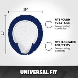 TREETONE Shaggy Chenille Bathroom Toilet Lid Cover, Ultra Soft Plush Seat Covers, Fluffy Absorbent, 19x21 Inches, Standard Toilet Lids for Bathroom Machine Wash & Dry, Navy Blue