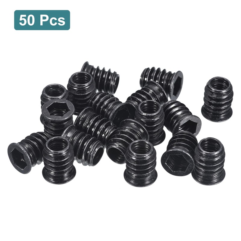 sourcing map 50Pcs Threaded Inserts, M10-1.5x20 Zinc Plated Carbon Steel