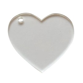 10 unidades por lote en blanco acrílico transparente colgante forma de corazón, plexiglás cortado con láser corazones en blanco llavero collar accesorio DIY 1/8 pulgadas de grosor (6,35 cm)