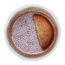 Bread Basket with Bread Warmer Stone - Bread Warmer Terracota - Bread Warmer Basket with Stone - Sourdough Warmer - Tortilla Warmer Ceramic - Warming Tray and Ideal Bread proofing Box