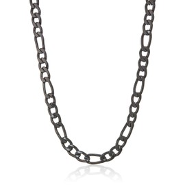 Crucible Jewelry Mens Black IP Stainless Steel Figaro Chain Necklace, 24-Inch
