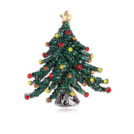 Christmas Tree Brooch Crystal Rhinestone Xmas Brooches Pin Tiered Leaf Scarf Sweater Coat Shawl Clip Holiday Jewelry Elegant Dress Clothing Bags Hat Suit Tie Accessory for Women Girl Men Festive Decoration New Year Party Banquet Celebration