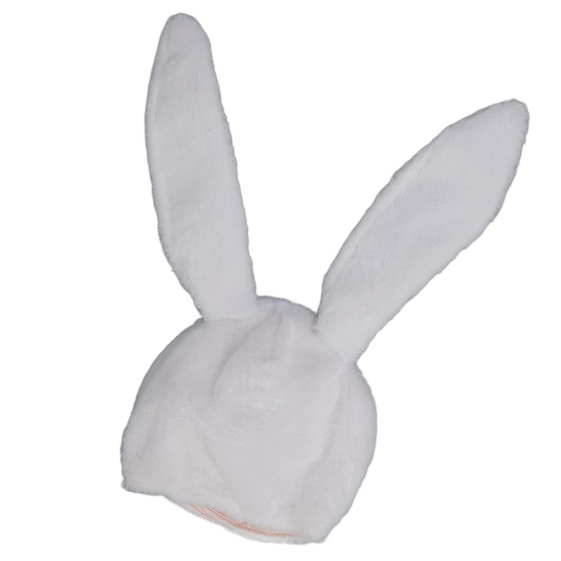 Sombrero de Orejas de Conejo, Capucha Ajustada Blanca, Sombrero de