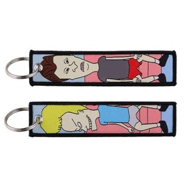 Pinstant Beavis and Butt-Head Butthead Comedy Animated TV Show Cartoon Keychain Key Tag Chain Fob Ring, Red, 5.1 x 1.2 inches