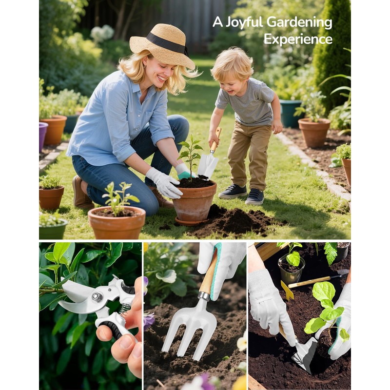 Grenebo Gardening Tools, 10-Piece Garden Tools Gift Set for Women,
