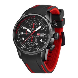 Reloj deportivo para hombre, militar, resistente al agua, multifunción, cronógrafo, correa de silicona luminosa, relojes casuales para hombres, reloj de pulsera de negocios a la moda, negro rojo 2