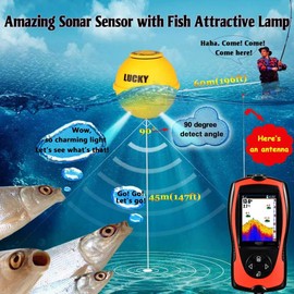 LUCKY Portable Fish Finder Transducer Sonar Sensor Water Depth Finder LCD Screen Echo Sounder Fish Finder Ice Fishing Sea Fishing
