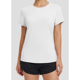 BALEAF Women's Running Shirts Short Sleeve Workout Tops Quick Dry Sun Protection T-Shirts Athletic Lightweight Yoga Hiking UPF 50+ Tee White M