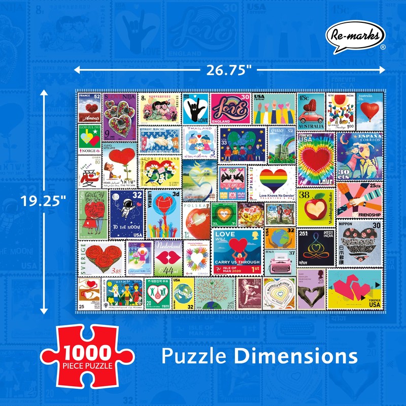 Re-marks Stamp Collage 1000 Piece Puzzle (Love Letters Stamp)