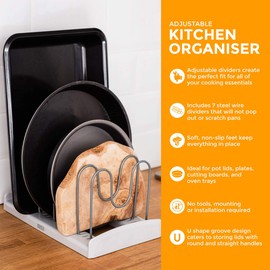 LIVIVO Lid Holder Organiser Rack for Pot and Pan Lids, Takes Most Sizes of Lids from Pans, Casseroles etc